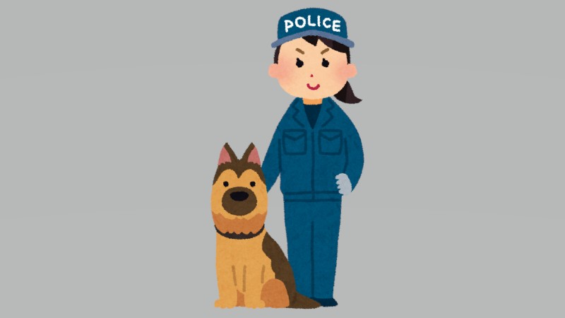 麻薬探知犬の模擬訓練、公開…